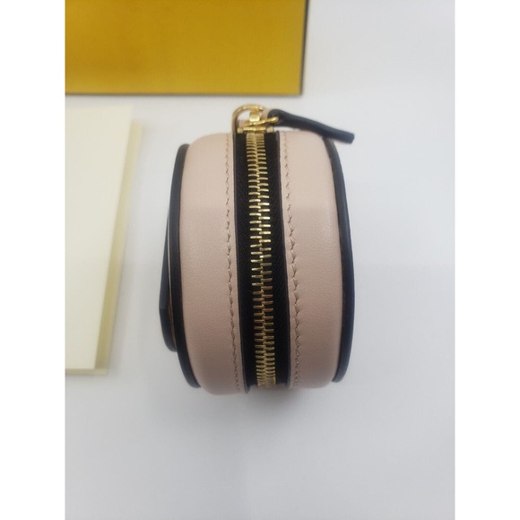 FENDI LOGO WRIST LEATHER CHARM BAG WRISTLET PINK GOLD HARDWARE $699 - Picture 5 of 7